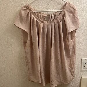 LC Lauren Conrad soft nude blush with pearl pink dots Blouse